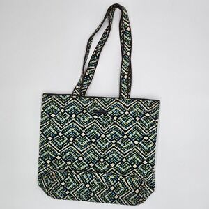 Vera Bradley Tote Bag Quilted Shoulder Bag – Blue Green Geometric Mosaic Pattern